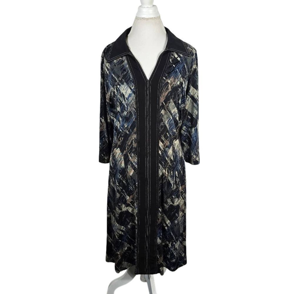 Connected Apparel Black and Gray Textured Dress
